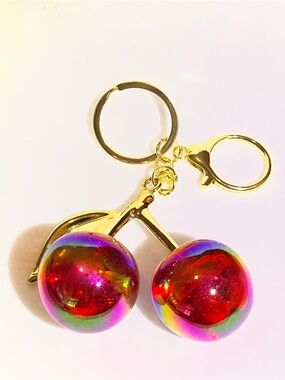 Gold-Tone Rainbow Cherry Keychain - Women Accessories